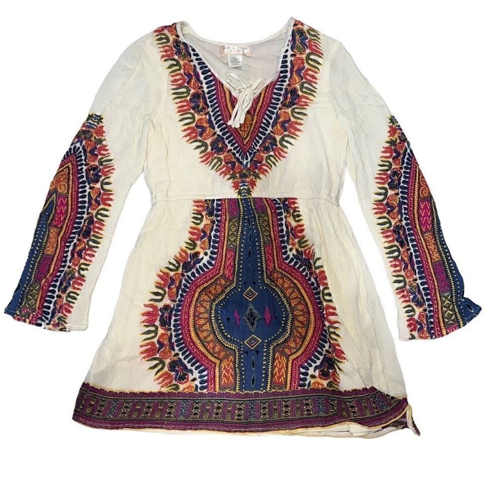 Band of Gypsies Zoe & Rose Girls Boho Long Sleeve Dress Bohemian sz M Medium